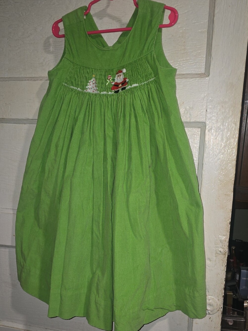Girls' Green Sleeveless Smock Courdaroy  Holiday Dress Stunning Amanda Remembere